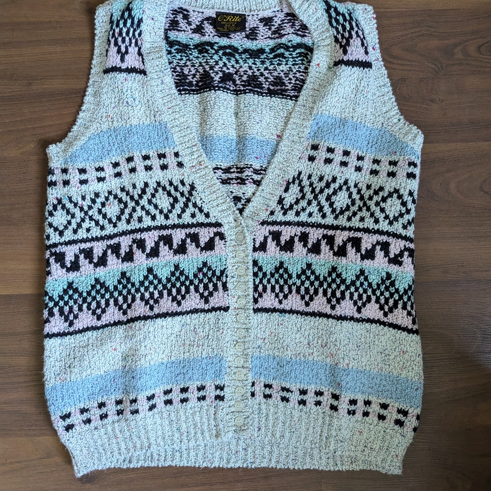 O'Rite Vintage Patterned Knit Vest(Rare Find)